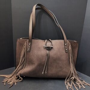 Simply Noelle Brown Fringe Toggle Tote Bag.